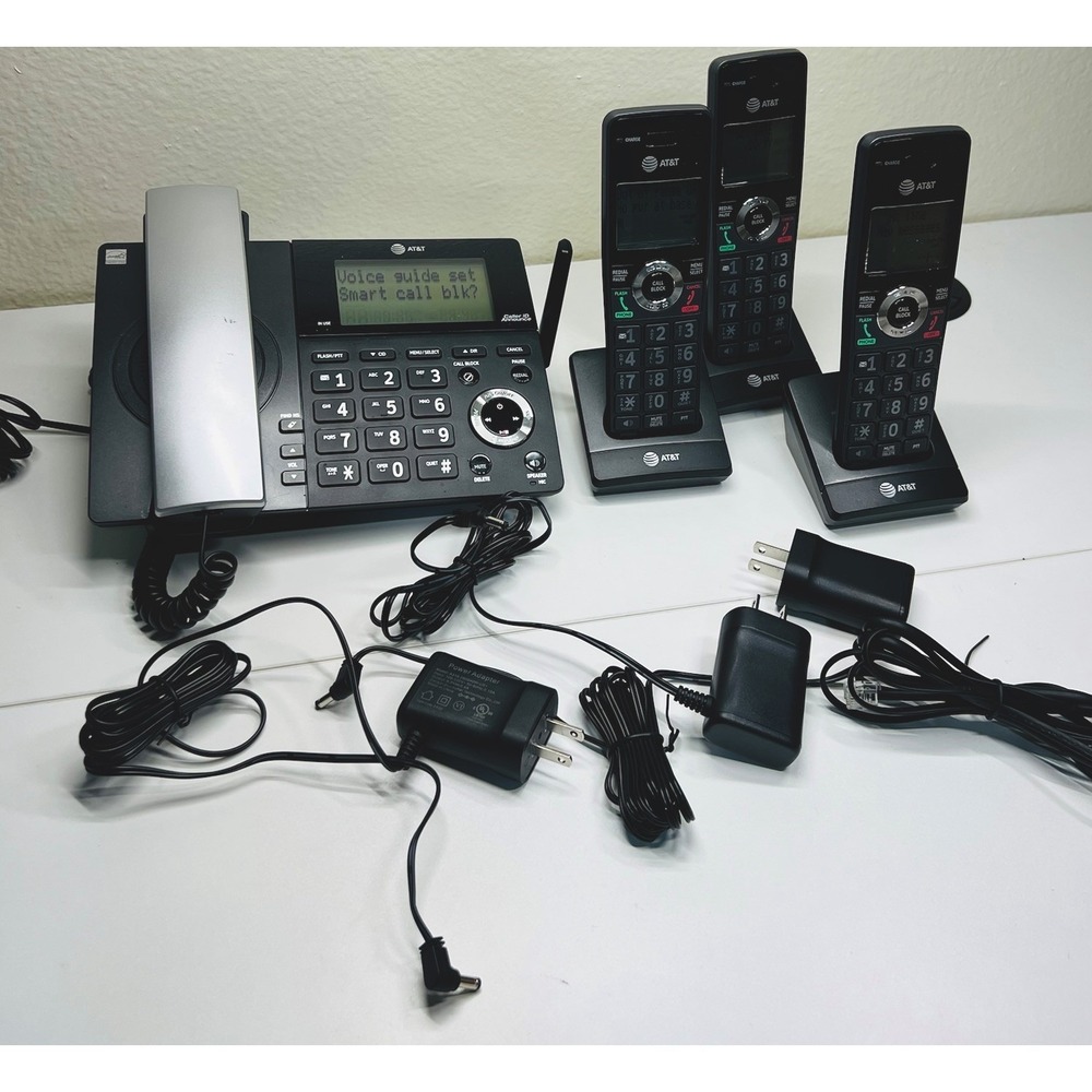 AT&T 3 Handset Corded/Cordless Answering System With Smart Call Blocker CL84318